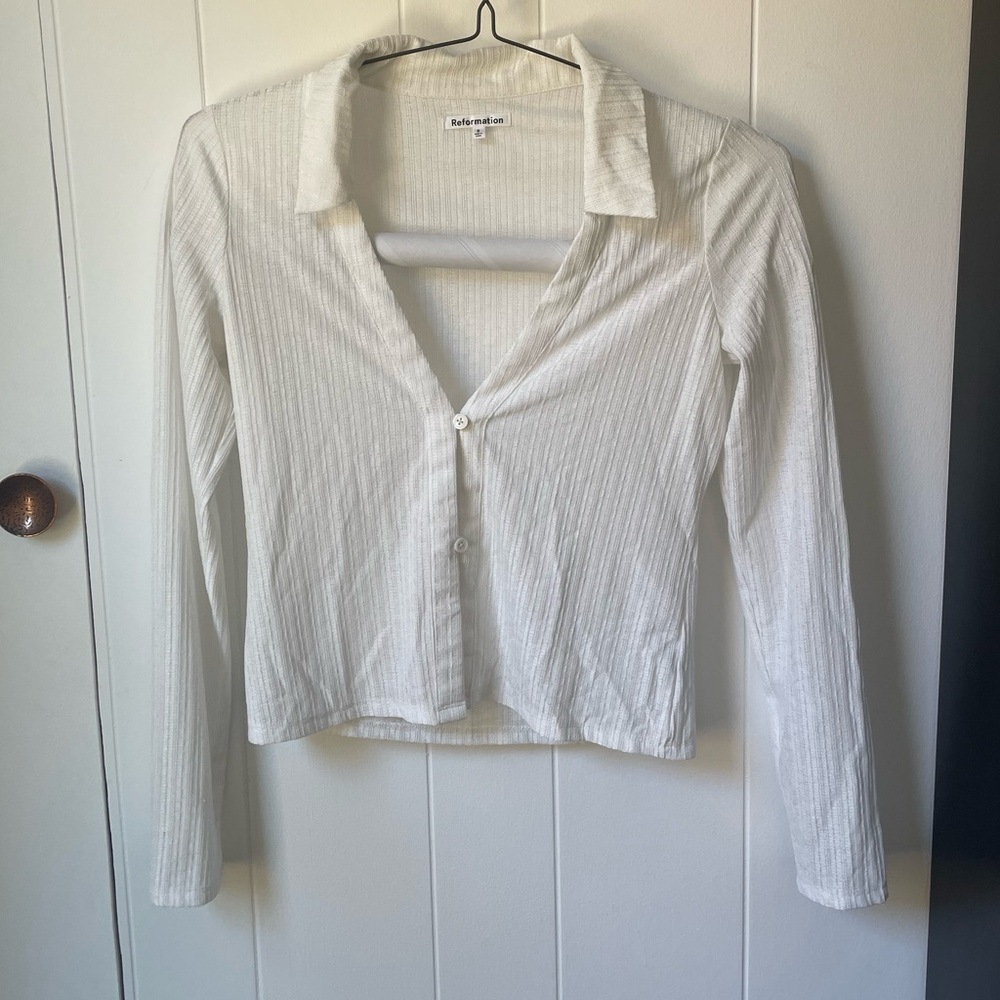 Reformation Collared Button-front Top